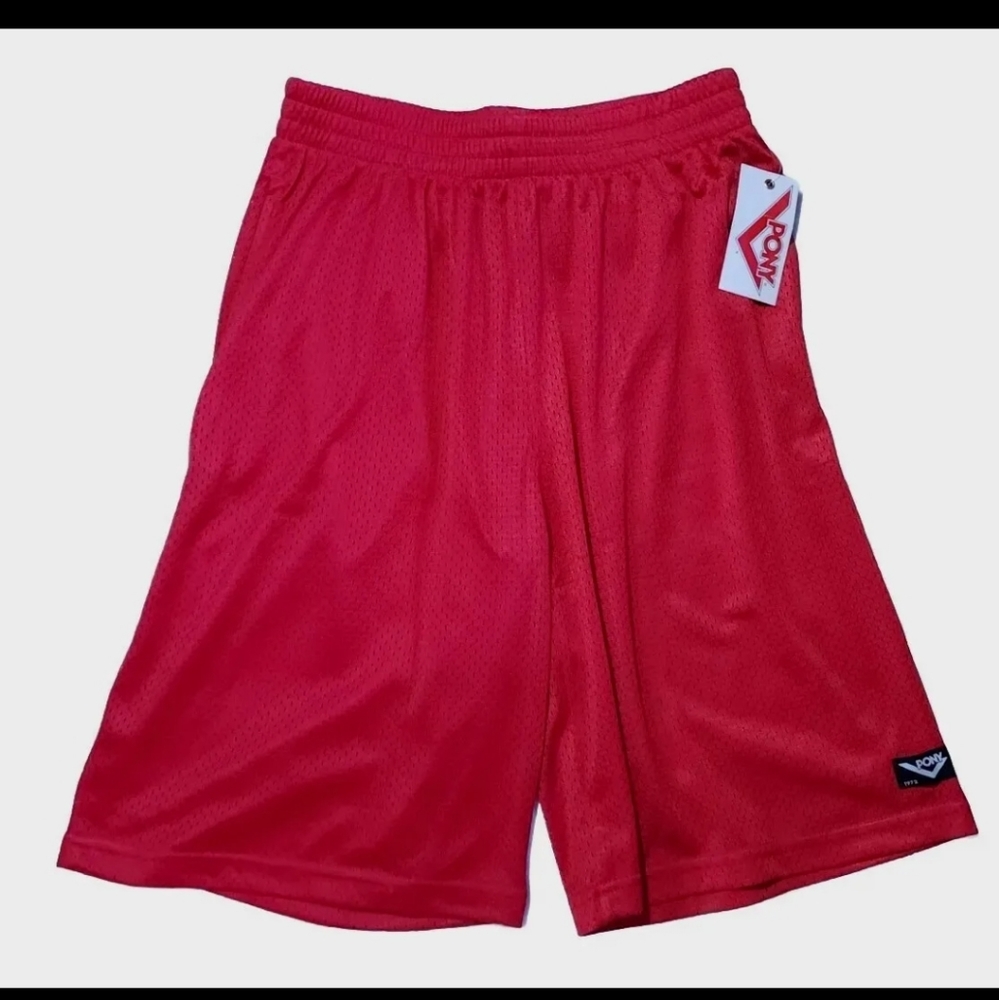 Pony Shorts Youth Boys XL 18/20 Red Silky Mesh Athletic Loose Lined NWT